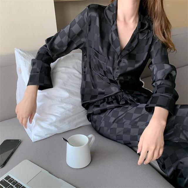 SUNLOT Satin Pyjama für Frauen Schlaf-Gut